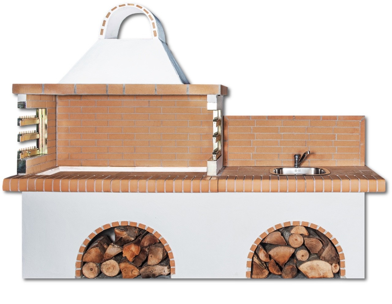 Buitenkeuken set BBQ met gootsteen - yellow firebrick & Concrete