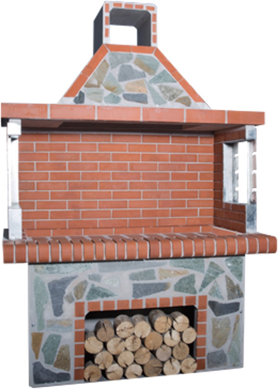 Stenen barbecue red firebrick & Karystos
