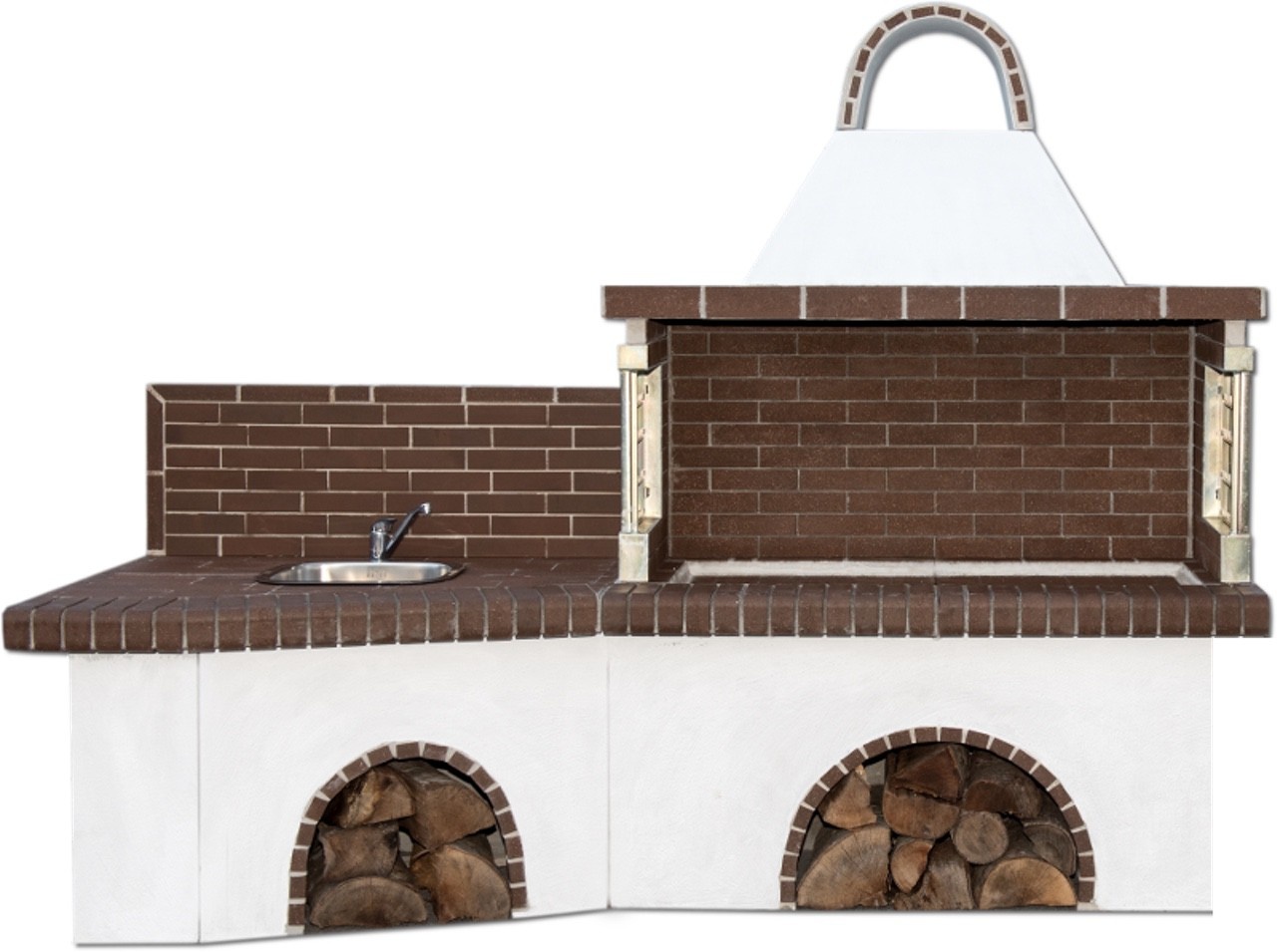 Buitenkeuken set BBQ met gootsteen - brown firebrick & Concrete