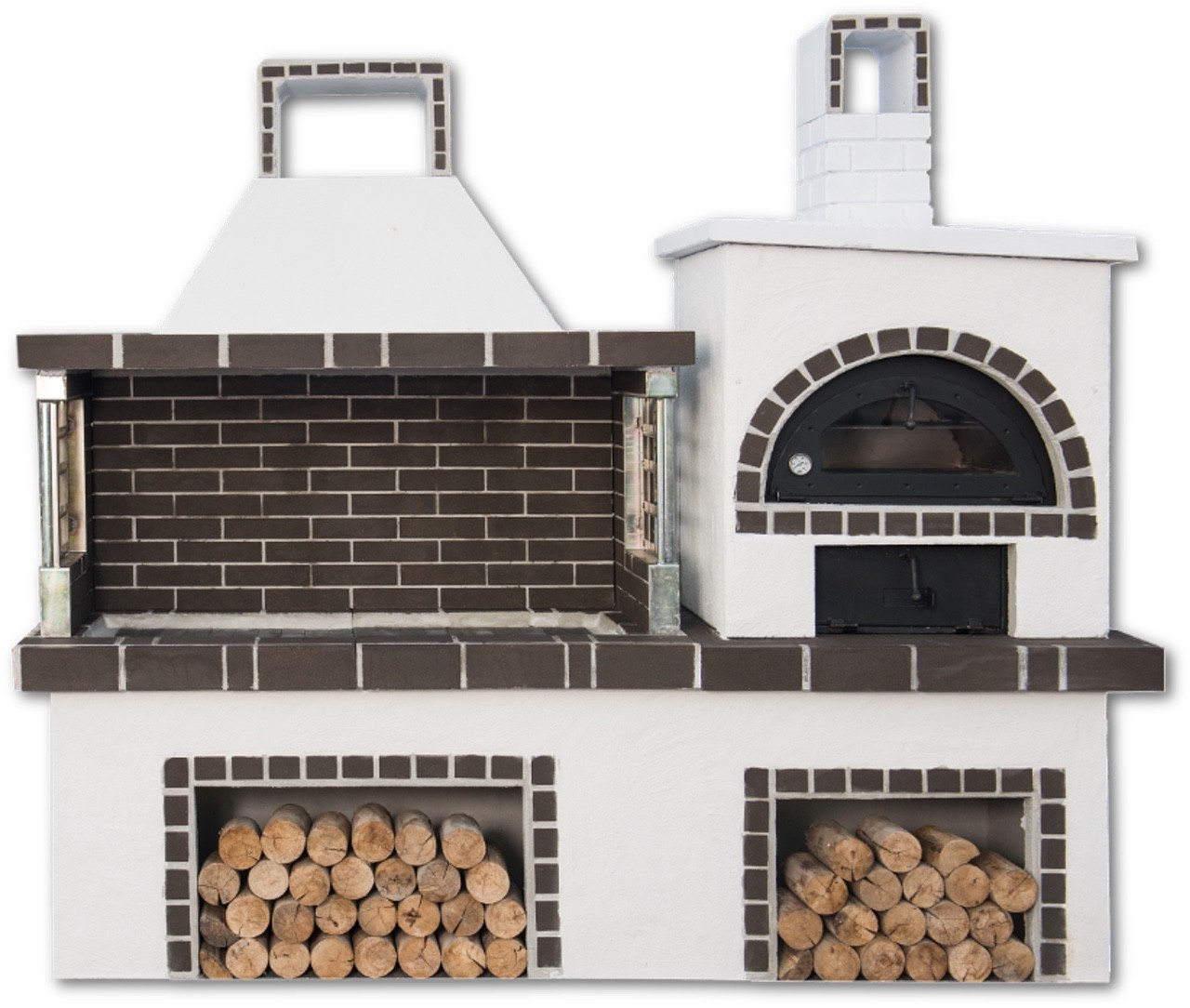 Buitenkeuken set BBQ met houtoven (modern) - black firebrick & Concrete
