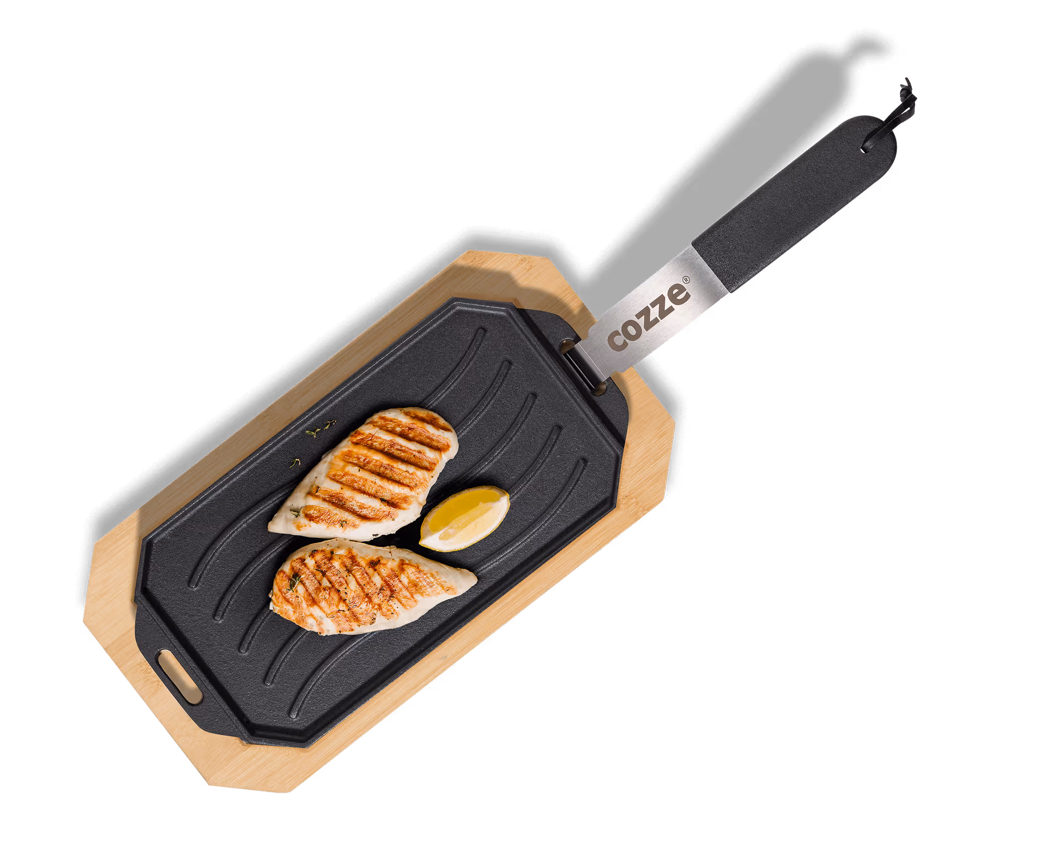 Cozze gietijzeren pan met houten tray ø 20 cm