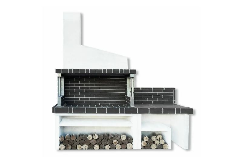 Buitenkeuken set BBQ met aanrecht (modern) - zwarte steen & Concrete