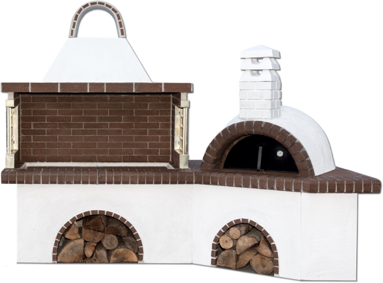 Buitenkeuken set BBQ met pizzaoven - brown firebrick & Concrete