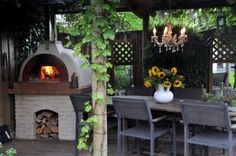Pizzaoven in een veranda overkapping