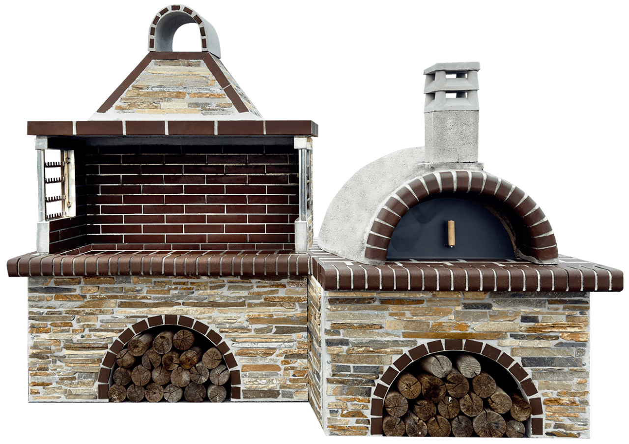 Buitenkeuken set BBQ met pizzaoven - Brown firebrick & Stenar Sykis